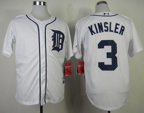 Tigers #3 Ian Kinsler White Cool Base Stitched MLB Jersey - Click Image to Close
